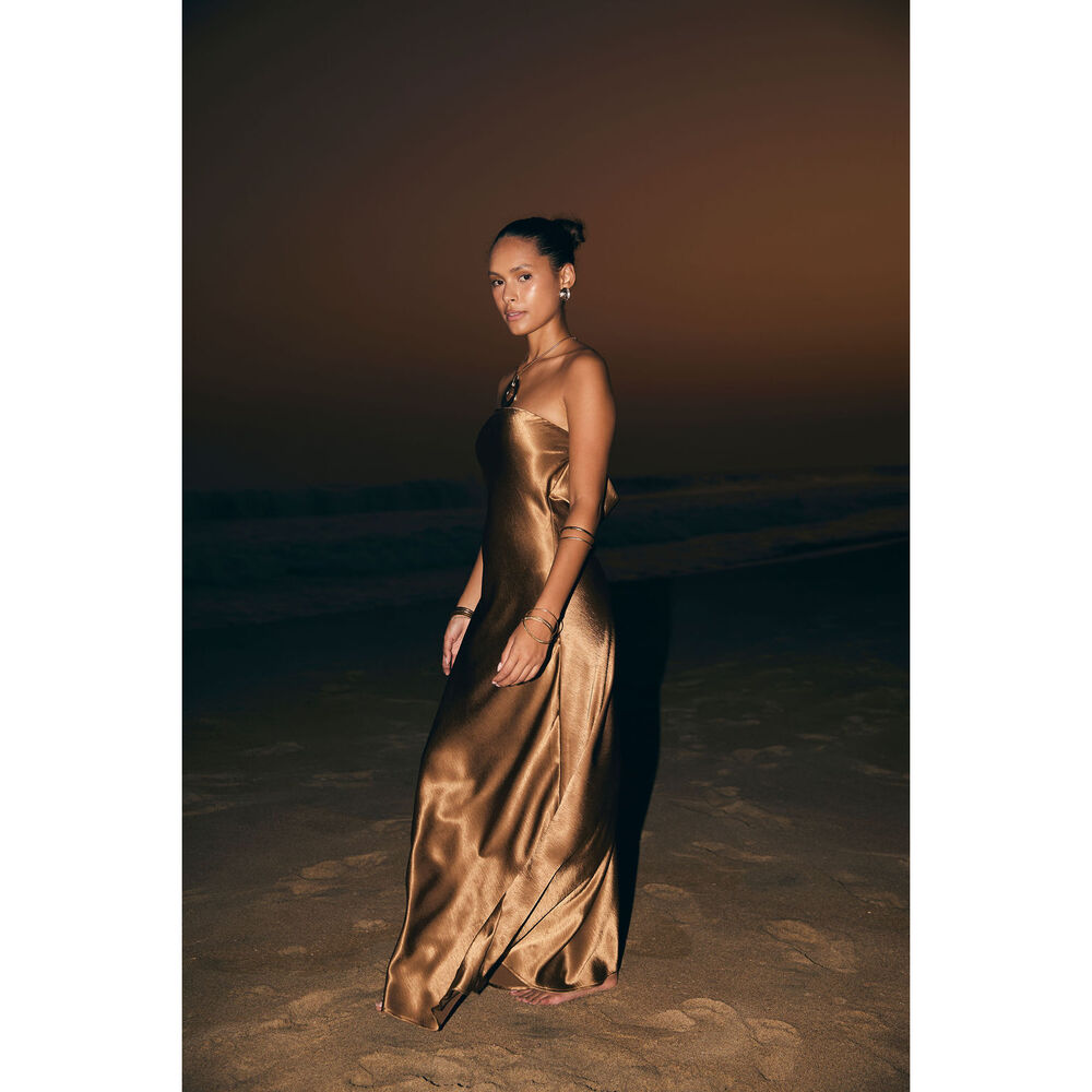 12th Tribe Natalia Bronze Strapless Maxi Dress Size XL